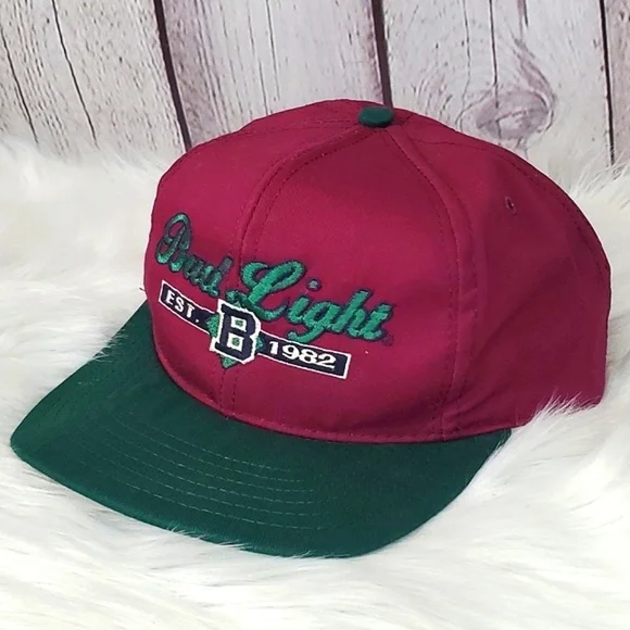 Vintage 90s Budweiser Bud Light Maroon Trucker Snapback Hat Cap Adjustable Strap - Picture 17 of 17